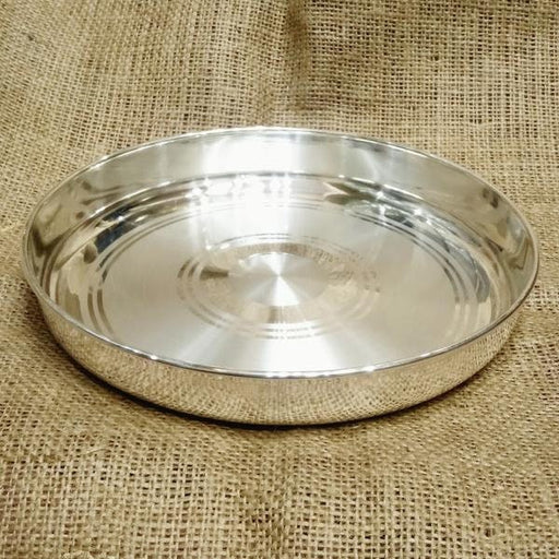 999 Fine Pure Silver Handmade solid Plan Thali, Plate/ Tray for prasad, baby food - 6 Inch approx 110+ gram approx in India, UK, USA, All Country