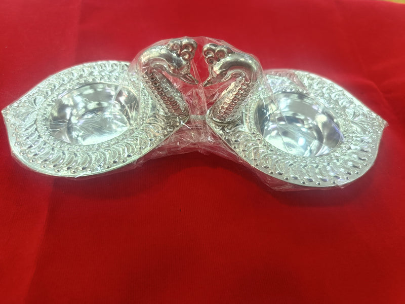Peacock Design Haldi Kumkum Containers in Pure Silver in India, UK, USA, All Country