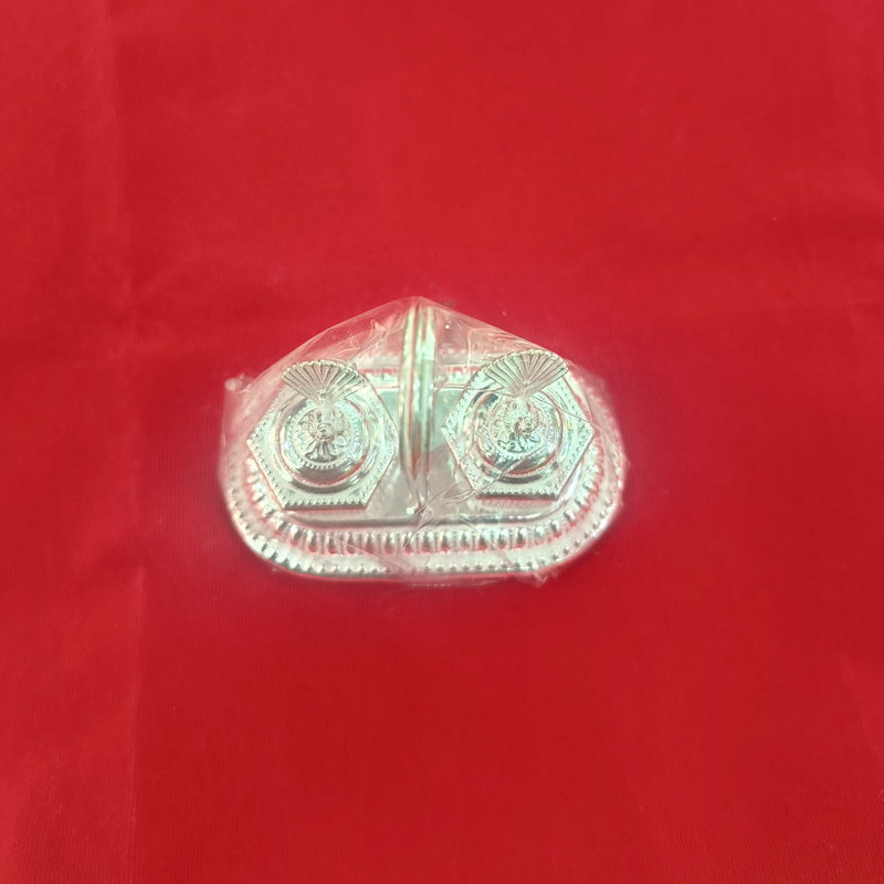Silver Haldi-Kumkum Karanda / Kankavati with Handle for Home Mandir in India, UK, USA, All Country