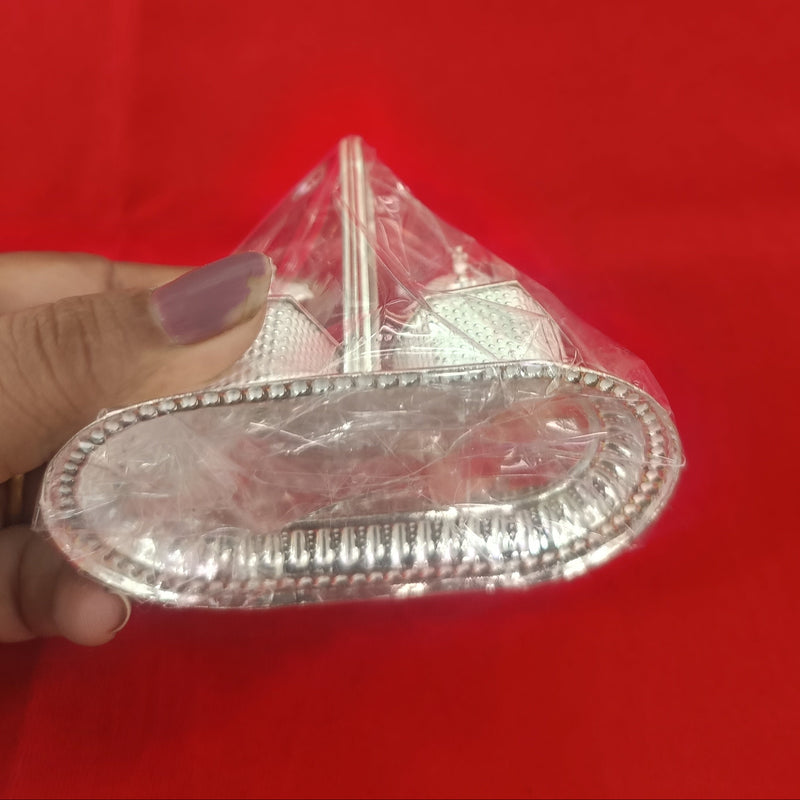 Silver Haldi-Kumkum Karanda / Kankavati with Handle for Home Mandir in India, UK, USA, All Country