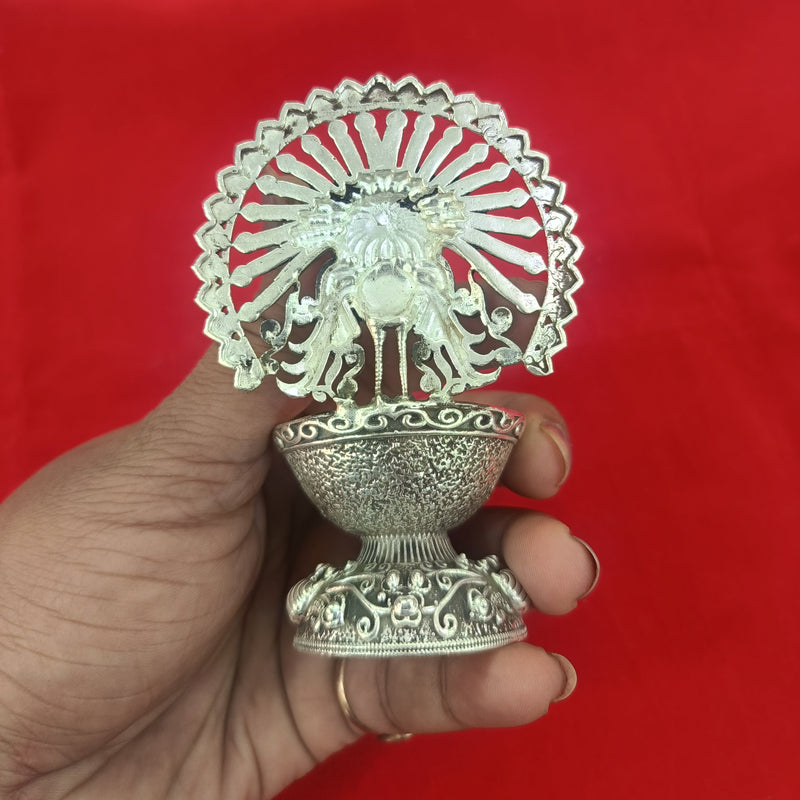 Sparkling Peacock Design Silver Diya for Home | Office Use | Gifting in India, UK, USA, All Country