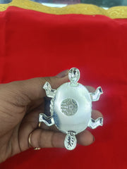 Tortoise Design Silver Diya for Home Temple Usage in India, UK, USA, All Country