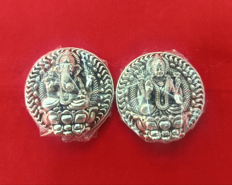 Ganesh and Laxmi Round Shape Silver Coin for Gifting in India, UK, USA, All Country