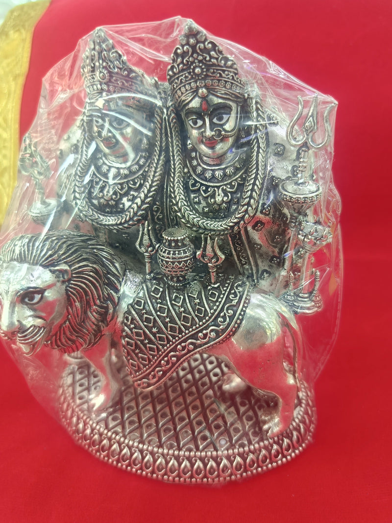 Silver Chamunda Mata Idol for Home Mandir in India, UK, USA, All Country