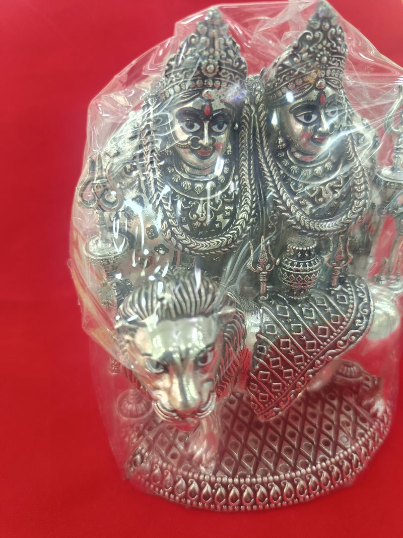 Silver Chamunda Mata Idol for Home Mandir in India, UK, USA, All Country