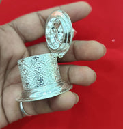 Traditional design silver Kumkum holder, crafted in an antique style for both personal and pooja usage. in India, UK, USA, All Country