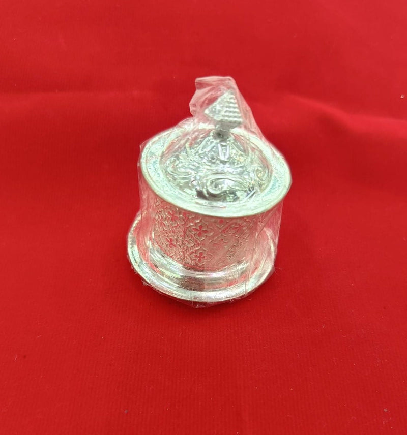 Traditional design silver Kumkum holder, crafted in an antique style for both personal and pooja usage. in India, UK, USA, All Country