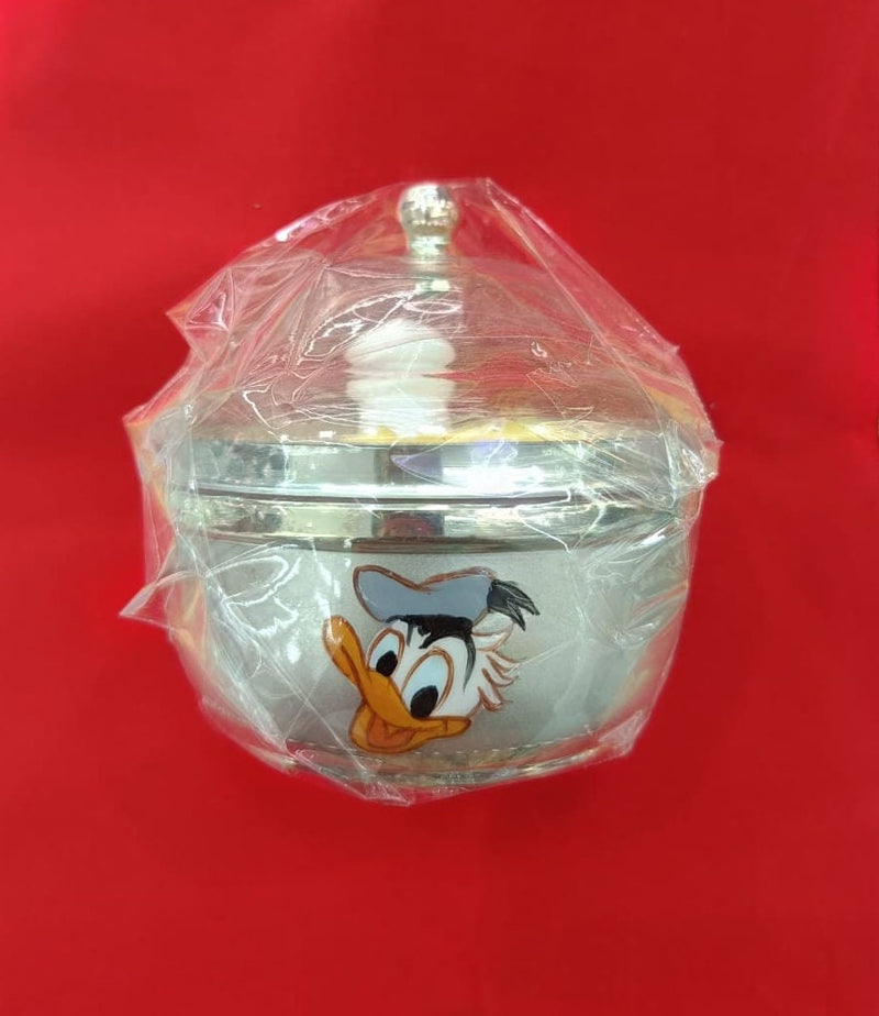 Handcrafted sterling silver powder box for babies, complete with a soft puff. in India, UK, USA, All Country