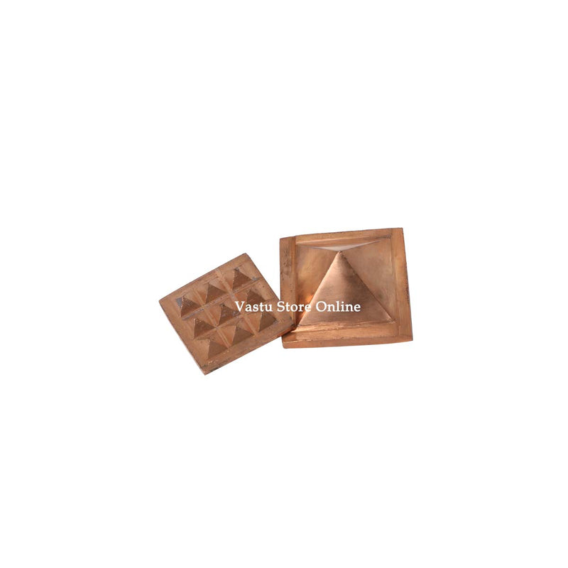 Copper Vastu Pyramid Set for Home Office Temple - 1 inch 2 Layer in India, UK, USA, All Country