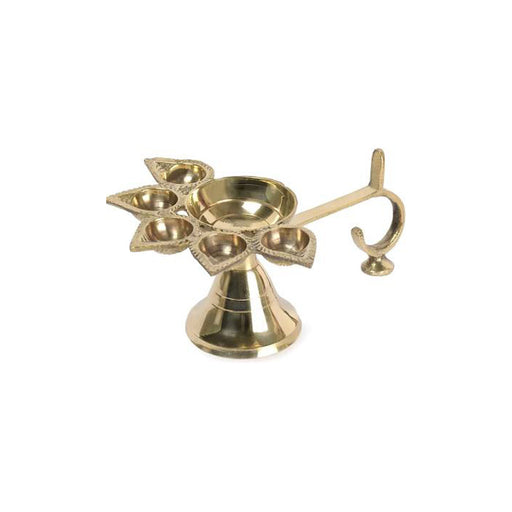 Brass Punch Mukhi Aarti Diya Jyoti Diya Oil Puja Lamp Puja Diya Aarti Diya Brass Table D in India, UK, USA, All Country