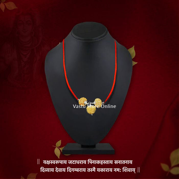Nepali Rudraksha Combination for becoming Fearless and Preventing Diseases - 6,8,9 Mukhi (faces) in Silver with Red Thread, Lab Certified in India, UK, USA, All Country