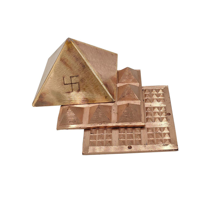 100x Poweful Copper Vastu Pyramid Set – 4 Inch Vastu Remedies for Positive Vastu Energy Vibrations at Home, Office, Factory, Plot in India, UK, USA, All Country