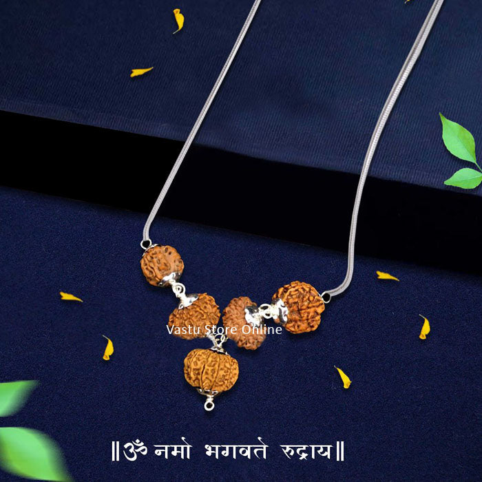 Nepali Rudraksha Combination for Siddhies, Wealth and Prosperity - 7, 9, 11, 13 Mukhi with Silver Chain, Lab Certified in India, UK, USA, All Country