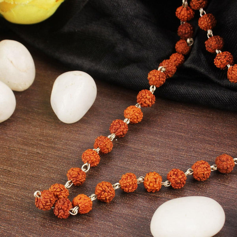 5 Face Punchmukhi Rudraksha mala in silver wire in India, UK, USA, All Country