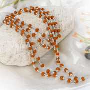 5 Mukhi Rudraksha mala in silver flower caps - Chikna Beads in India, UK, USA, All Country
