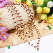 5 Mukhi Rudraksha mala in silver flower caps - Chikna Beads - 7 mm in India, UK, USA, All Country
