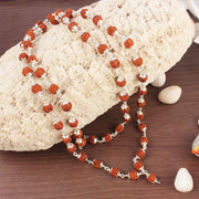 Rudraksha mala in silver flower caps in India, UK, USA, All Country