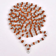 Rudraksha mala in silver wire with flower caps in India, UK, USA, All Country