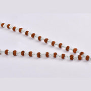 Rudraksha mala in silver wire with flower caps in India, UK, USA, All Country
