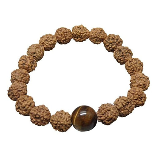 5 Mukhi Indonesia Rudraksha Bracelet with Natural Tiger Eye Bead in India, UK, USA, All Country