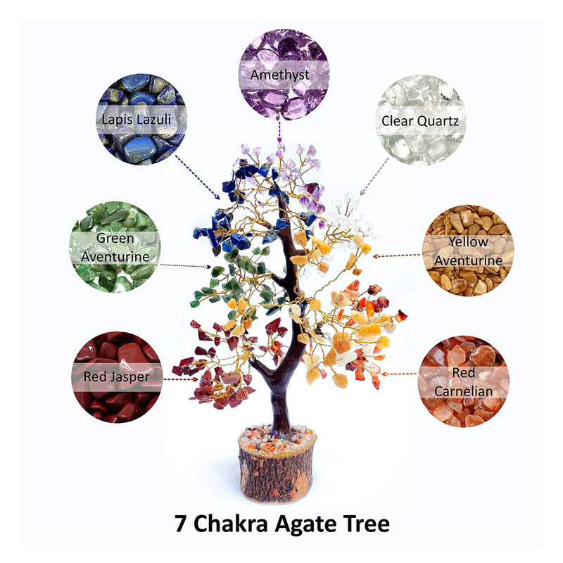 7 (Seven) Chakra Natural Reiki Crystal tree for Good Luck, Wealth in India, UK, USA, All Country