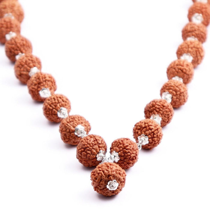 10 Face Indonesian Rudraksha Beads Mala in Pure Silver in India, UK, USA, All Country