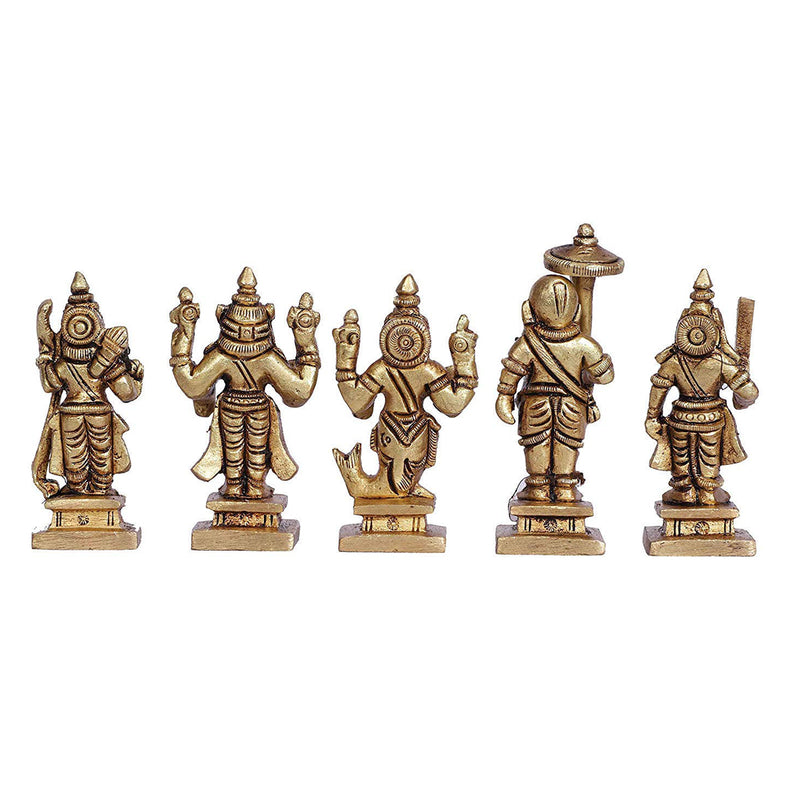 Brass Dashavatara Dasavatharam of Lord Vishnu Statues Ten Incarnations Avatars Idol Murti for Mandir Puja Temple in India, UK, USA, All Country