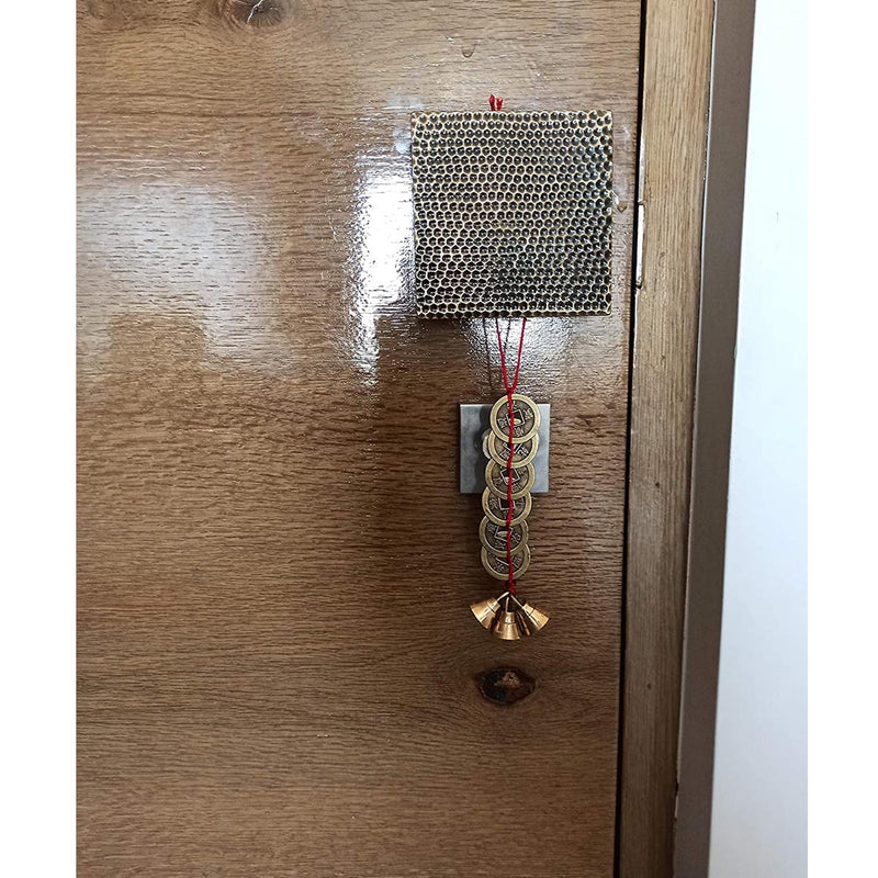 Feng Shui Vastu Lucky Hanging 3 Bell 6 Chinese Coins Main Entrance Door Hanging in India, UK, USA, All Country