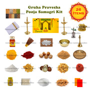 Gruhapravesha Pooja Samagri Kit, Contains 24 Items Kit for Home Mandir, Temple, Gifting Purpose, New Home in India, UK, USA, All Country
