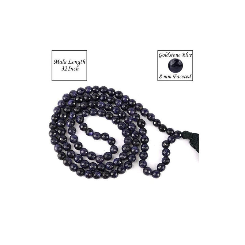 Goldstone Blue Beads Mala in India, UK, USA, All Country