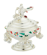 Traditional Peacock Design Silver Kumkum Holder in India, UK, USA, All Country