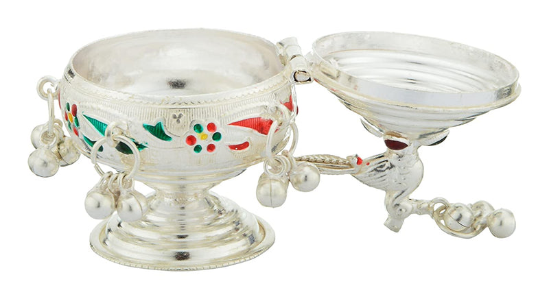 Traditional Peacock Design Silver Kumkum Holder in India, UK, USA, All Country