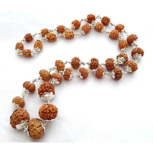Navgrah Java Rudraksha Beads Mala In Silver to Pacify all the Nine Planets in India, UK, USA, All Country