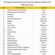Sri Satyanarayana Swamy Vratham Pooja Samagri Kit, Contains 21 Items Kit for Home Mandir, Temple, Gifting Purpose in India, UK, USA, All Country