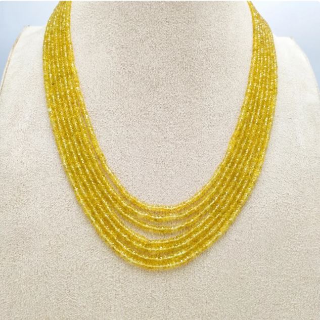 Precious Yellow sapphire Natural gemstone Necklace in India, UK, USA, All Country