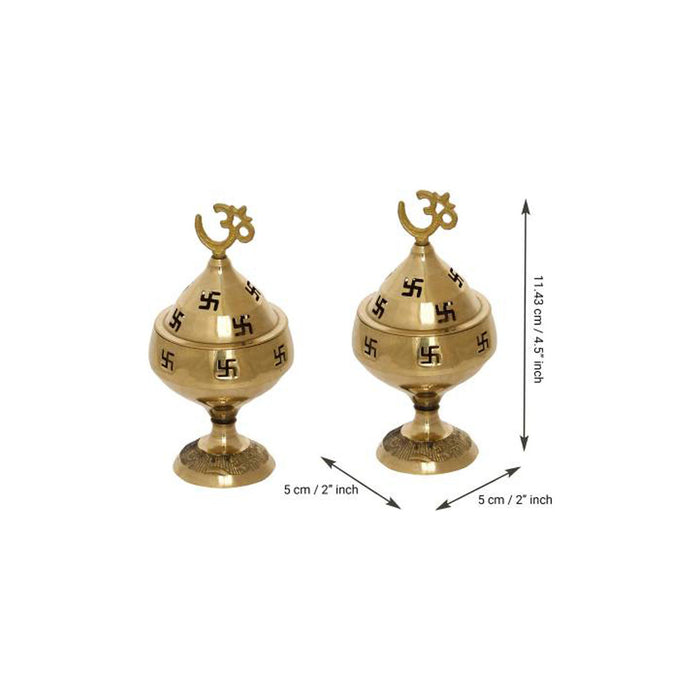 Akhand Jyoti Deepak For Spritual Purpose with Swastik and Om Brass (Pack of 2) in India, UK, USA, All Country