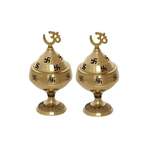 Akhand Jyoti Deepak For Spritual Purpose with Swastik and Om Brass (Pack of 2) in India, UK, USA, All Country