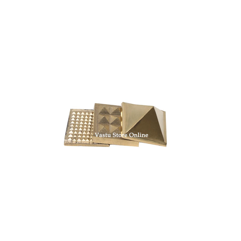 Brass Vastu Pyramid Set for Home Office Temple - 1 inch 3 Layer in India, UK, USA, All Country