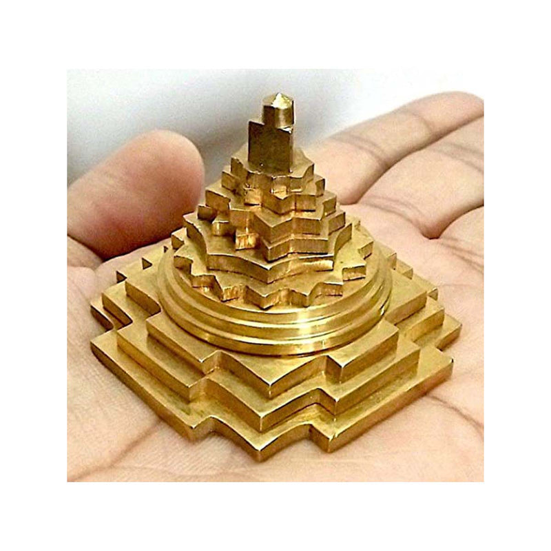 Pure Brass Meru Shree Yantra for Vastu, Home, Pooja, Prosperity - 3 Inch in India, UK, USA, All Country