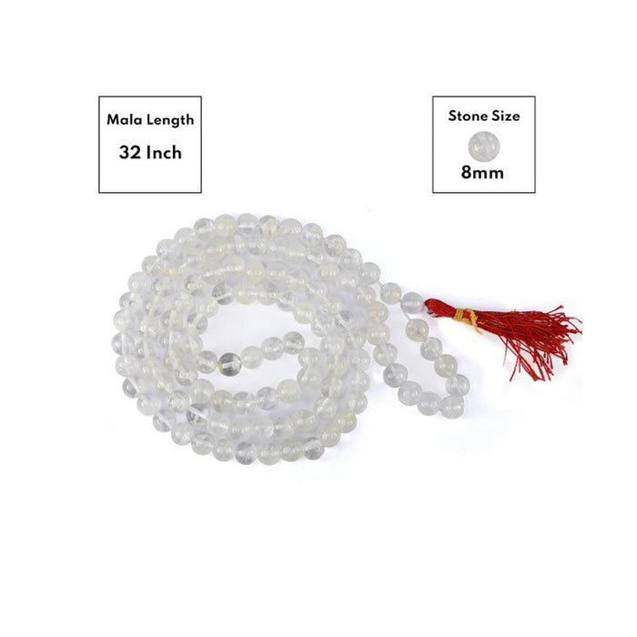 AAA Clear Quartz Round Beads Mala in India, UK, USA, All Country