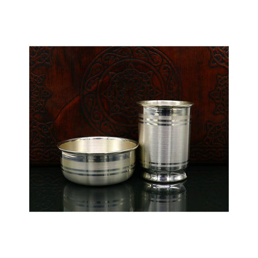 999 fine silver handmade small baby bowl and water glass set, silver tumbler, flask, stay baby/kids healthy, silver vessels utensils in India, UK, USA, All Country