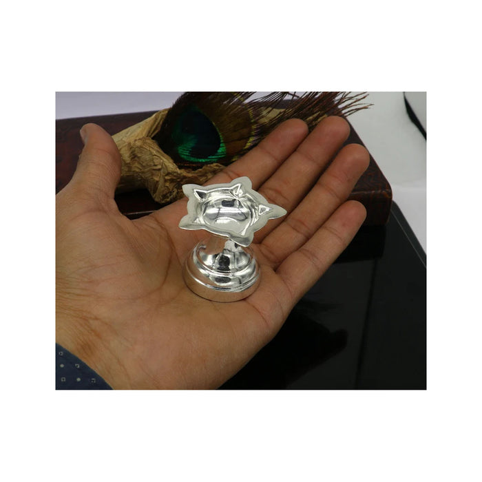 999 pure silver handmade elegant oil lamp, silver home temple utensils silver diya in India, UK, USA, All Country