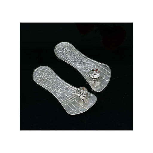 3" Solid sterling silver handmade Charan paduka or slippers for idol krishna, laddu gopala, little krishna or Vshnu Narayana puja in India, UK, USA, All Country