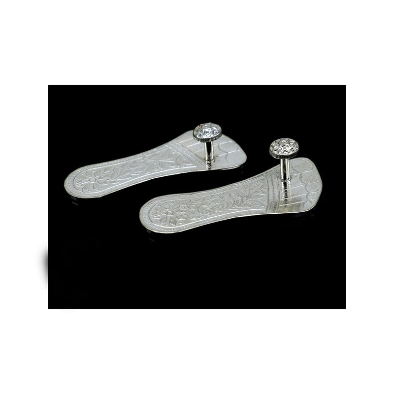 3" Solid sterling silver handmade Charan paduka or slippers for idol krishna, laddu gopala, little krishna or Vishnu Narayana puja in India, UK, USA, All Country