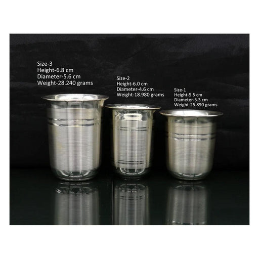 999 fine silver handmade baby water milk glass tumbler, all sizes silver tumbler, silver baby food dining set, silver utensils in India, UK, USA, All Country