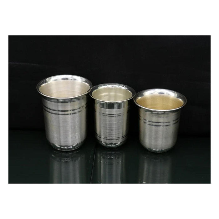 999 fine silver handmade baby water milk glass tumbler, all sizes silver tumbler, silver baby food dining set, silver utensils in India, UK, USA, All Country