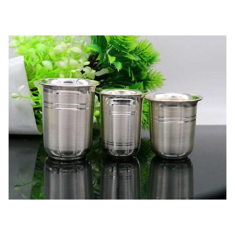 999 fine silver handmade baby water milk glass tumbler, all sizes silver tumbler, silver baby food dining set, silver utensils in India, UK, USA, All Country