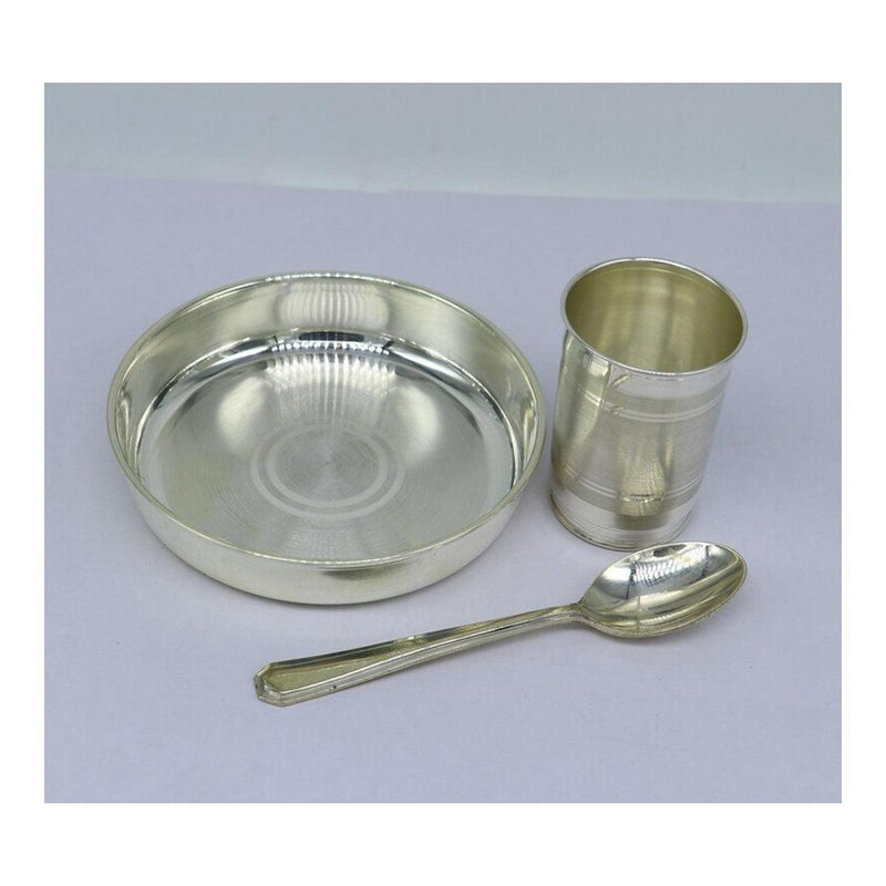 999 fine silver handmade small water/milk Glass tumbler, tray /plate baby kids silver cup & spoon utensils in India, UK, USA, All Country