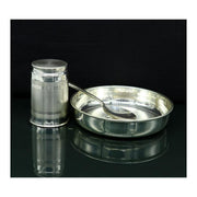 999 fine silver handmade small water/milk Glass tumbler, tray /plate baby kids silver cup & spoon utensils in India, UK, USA, All Country
