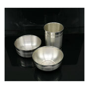 999 pure silver combo of two bowl and single glass, silver vessel, silver baby utensils, silver puja article in India, UK, USA, All Country